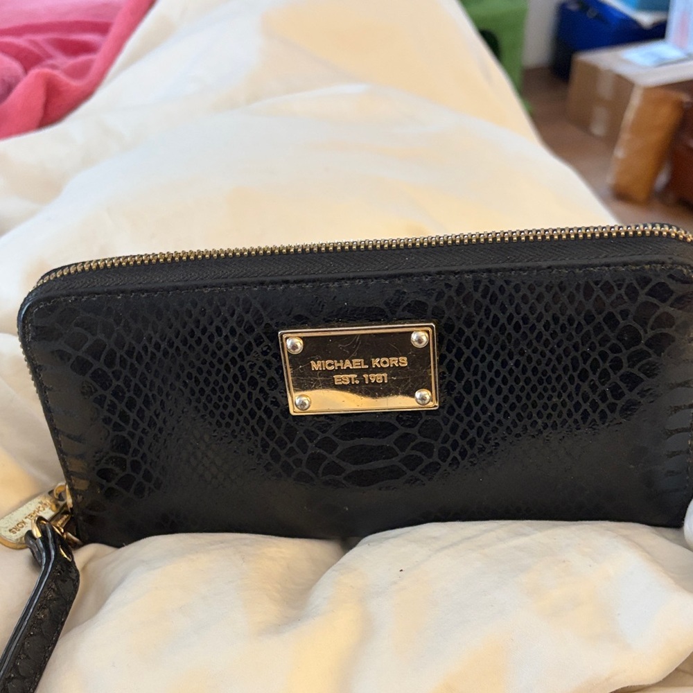 Michael Kors Black Croc-Embossed Wallet